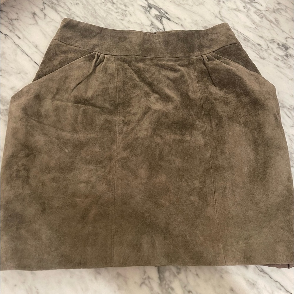 NWT H&M Genuine Suede Skirt - Olive Green